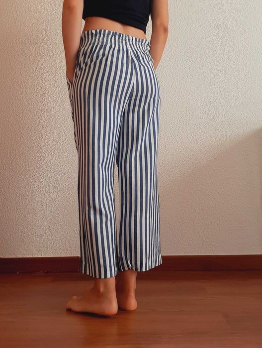 Cullotes azuis às riscas Stradivarius