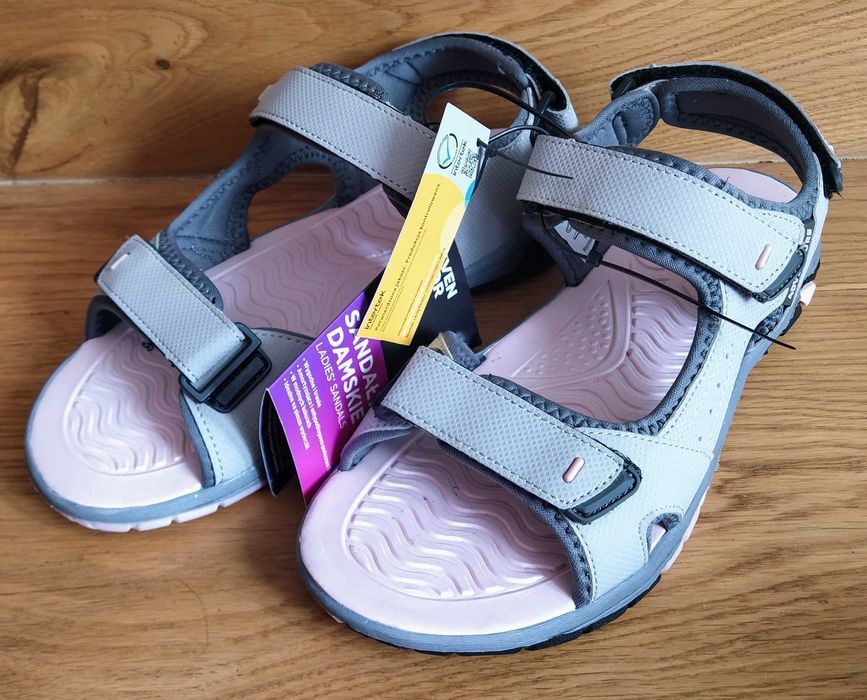 Sandały damskie sportowe na rzepy trekking 38 szare