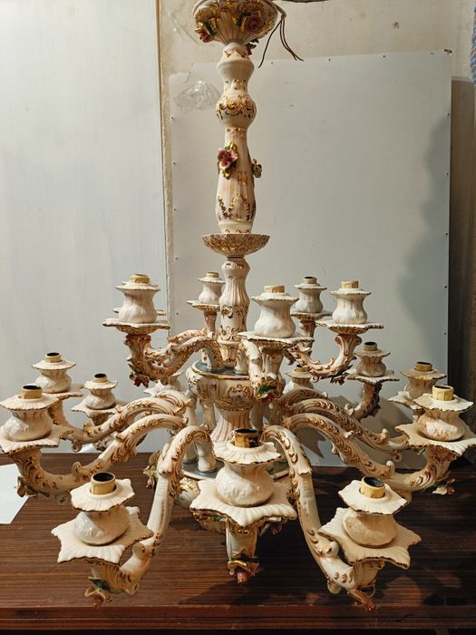 UNIKAT! Żyrandol Capodimonte Ceramiche Cavalli 18-ramienny Bassano