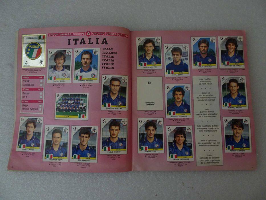 Caderneta de cromos Itália 90 - Panini (faltam 59 cromos)