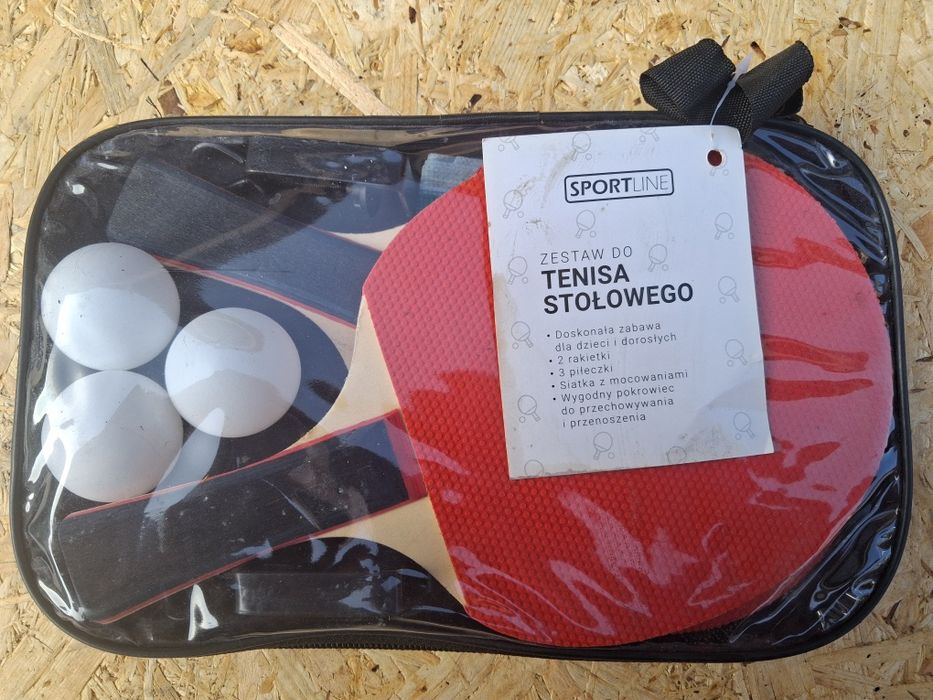 Sportline zestaw do tenisa stołowego, 2 rakietki paletki, 3 piłeczki, siatka z mocowaniami, pokrowiec