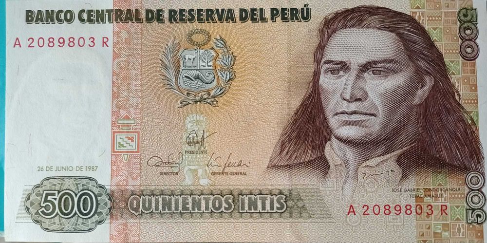 Set de 4 Notas Circuladas no Perú      ( Continente sul Americano)