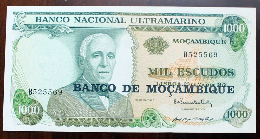 4 Notas Novas de Escudos de Moçambique de 1961 a 1972