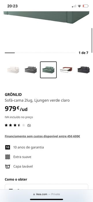 Sofa ikea verde em muito bom estado
