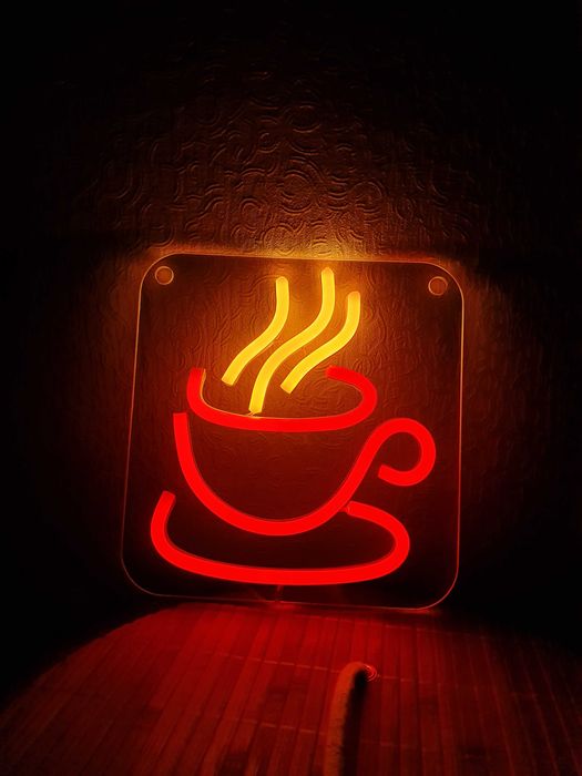 Неонові вивіски Кава, неонова вивіска Чашка, неоновые вывески кофе