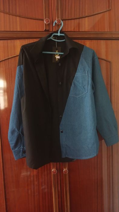 Рубашка чорно блакитна