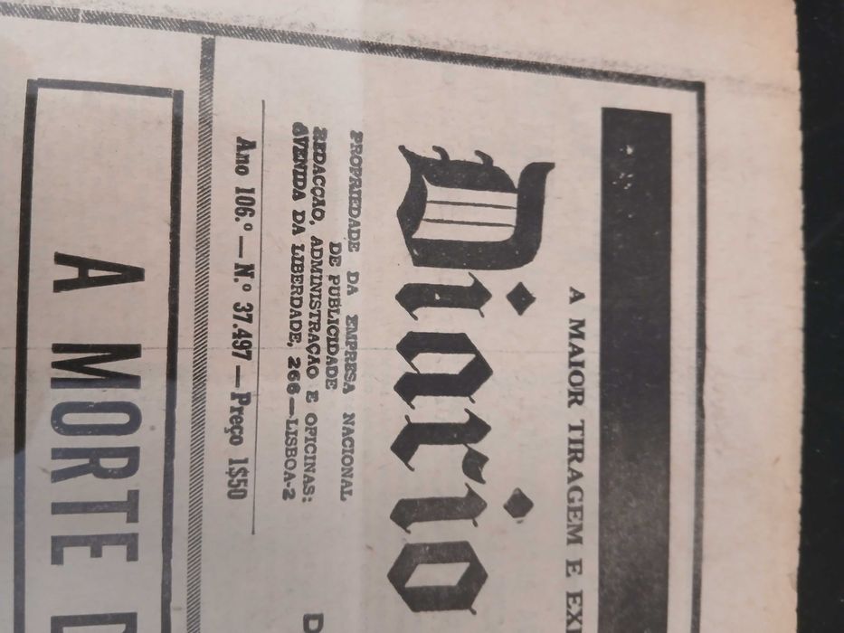Jornal Diário de notícias 1970 morte Salazar, RARO emoldurado completo