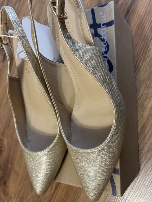 Czółenka damskie złote