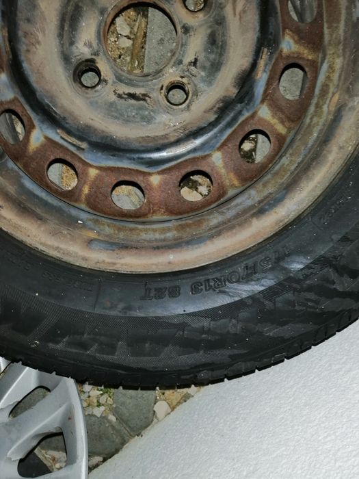 Jantes ferro 13 com pneus 4x100 + pneus + tampões + porcas