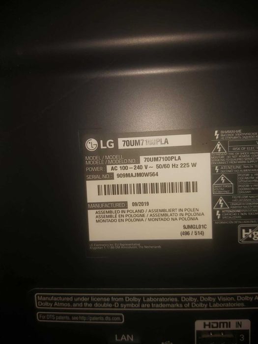 LG 70UM7100PLA – 4K UHD, Smart TV, bardzo dobry stan