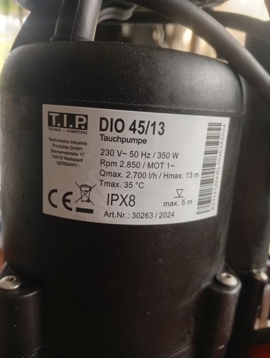 Pompa beczkowa do wody czystej T.I.P. DIO 45/13