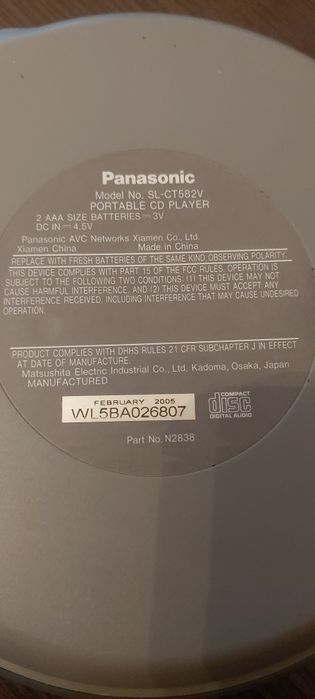 PANASONIC SL-CT582V mp3 fm/am