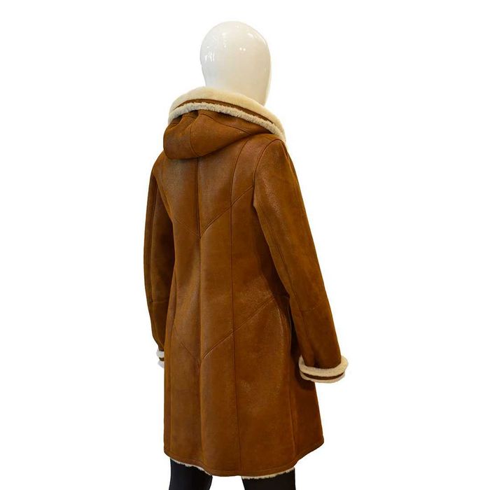 - 20 % Black week Kożuch Damski długi z kapturem Merino