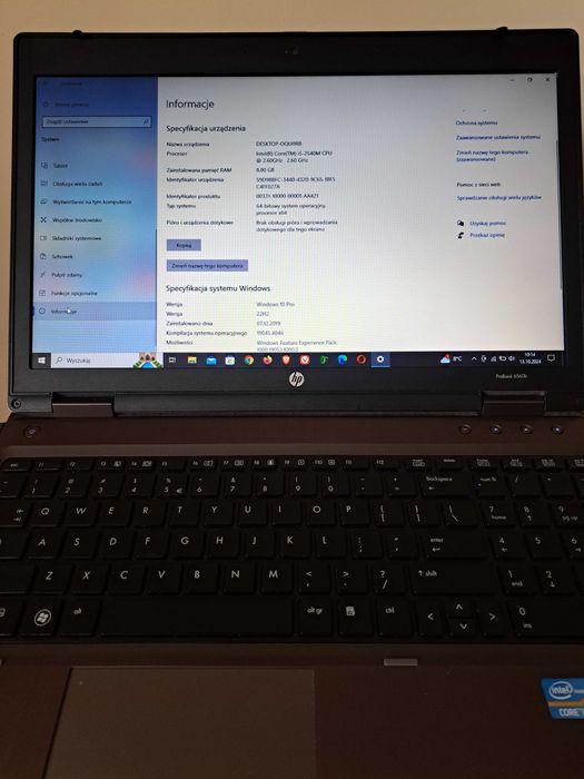 Laptop HP 6560B 15,6" 256GB SSD 8GB RAM