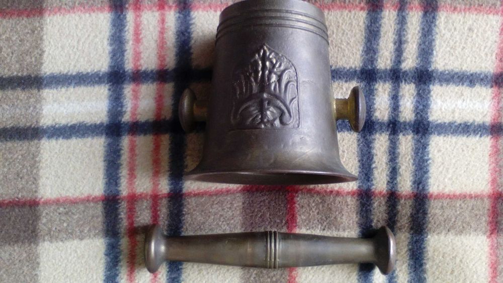Stary Moździerz Mosiężny VINTAGE z Emblematem ORŁA
