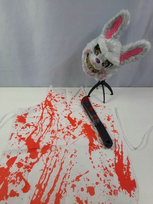 Przerażający Kostium Seryjnego Mordercy na Halloween Maska Fartuch Nóż
