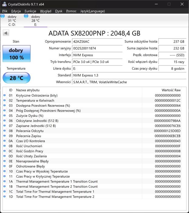 dysk SSD NVMe 2TB PCIe m.2 Gwarancja