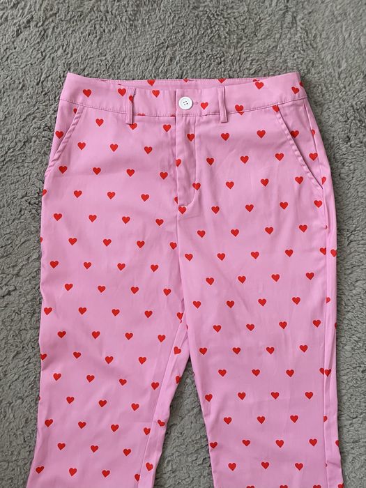 Прямі рожеві штани на високій посадці в серця від shein