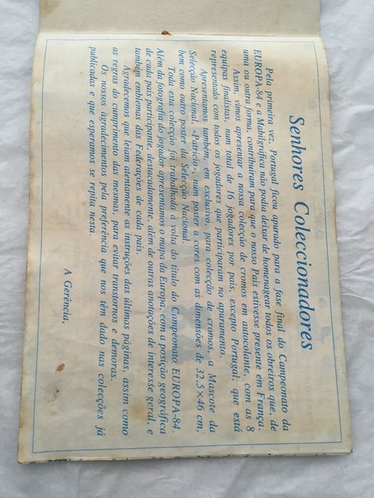 Caderneta cromos europa 84