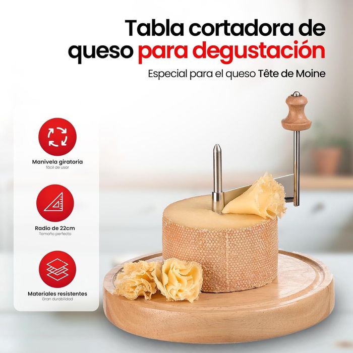 Raspador de queijo com manivela, lâmina e base em madeira. Novo!
