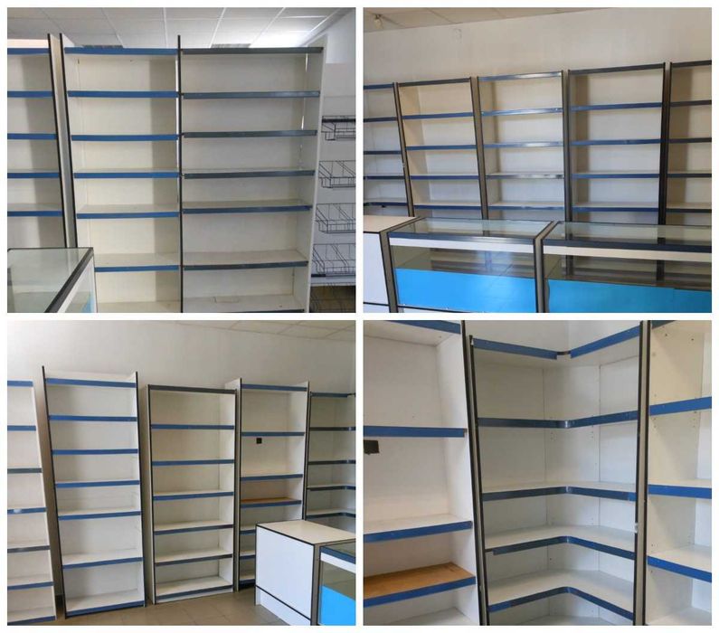 Meble sklepowe, regały, lady , potykacze, reklamy świetlne, flagi .