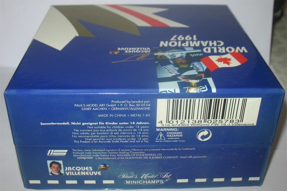 Minichamps - Williams Renault FW19 - Campeão 1997 - Jacques Villeneuve