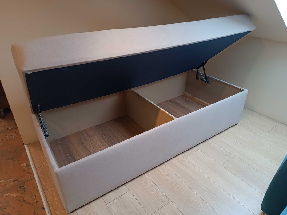 Nowy Tapczan 1 osobowy z Pojemnikiem- Tkanina, -50% Outlet