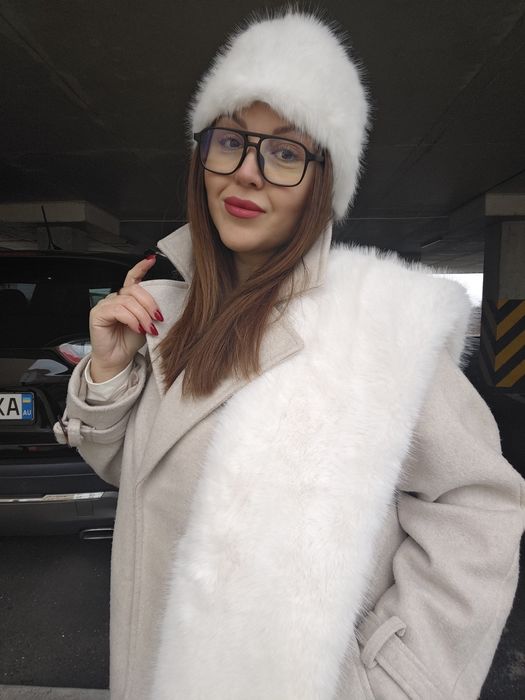 Пов'язка на голову тепла зимова горностай хутрова хутряна