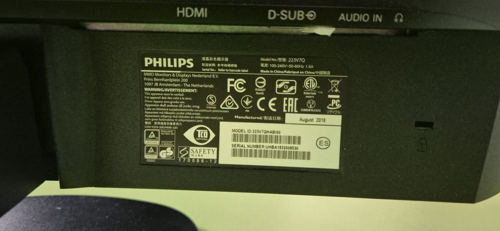 Monitor Philips LCD Full HD 223V7QHAB/00