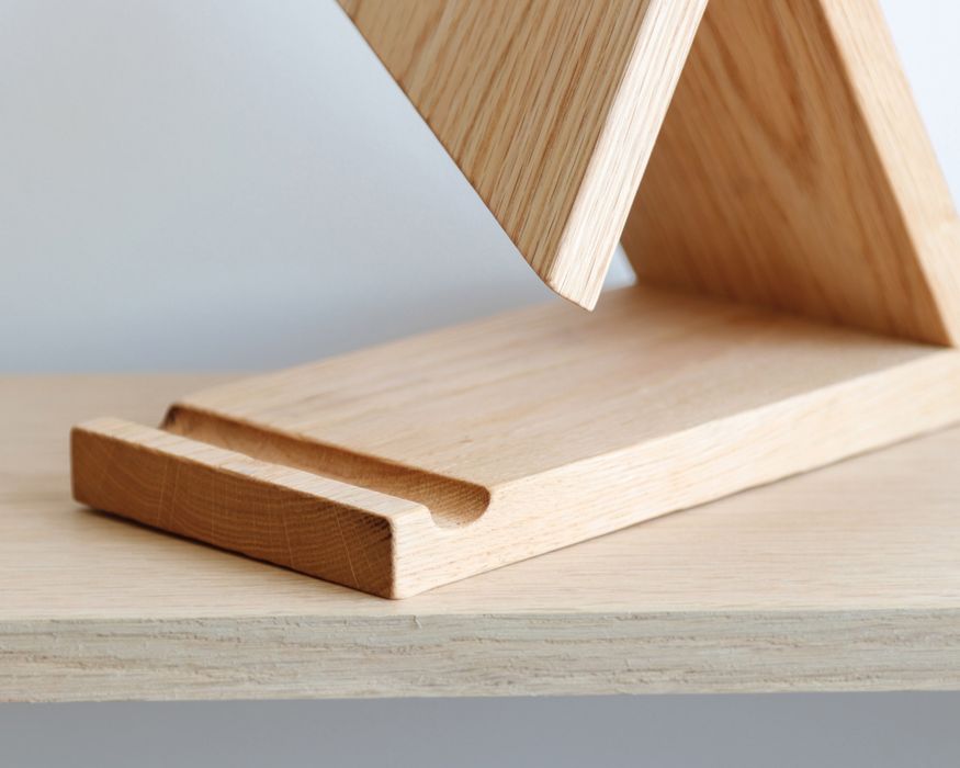 Dębowy stojak na książki, drewniana podstawka