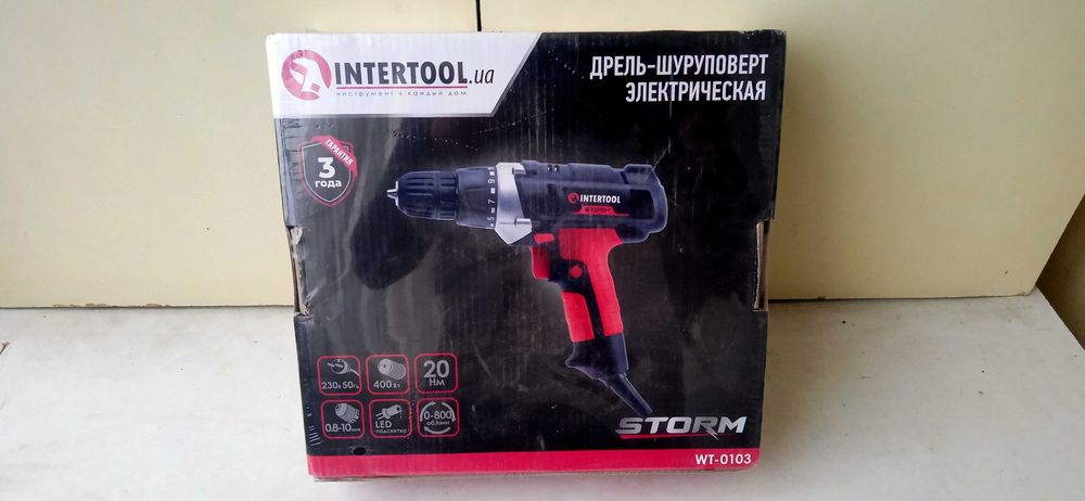 Дрель-шуруповерт электрический INTERTOOL WT-0103 Новый.