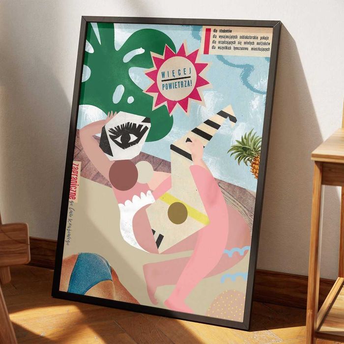 Plakat kolorowy geometria kolaż 50x70 cm format B2 można kupić z ramą