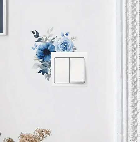 Naklejka ścienna nad kontakt - niebieskie kwiaty