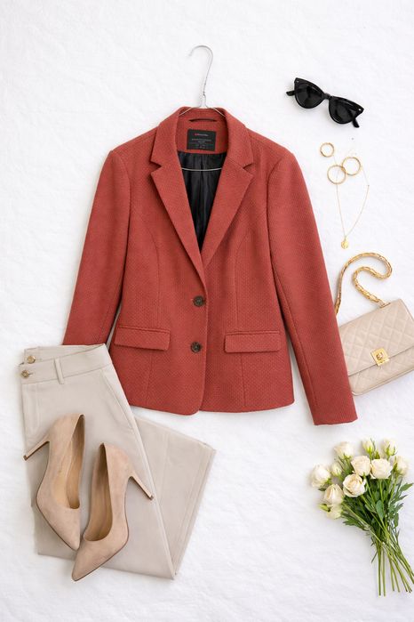 Miedziany żakiet o fakturze wafla XL 42