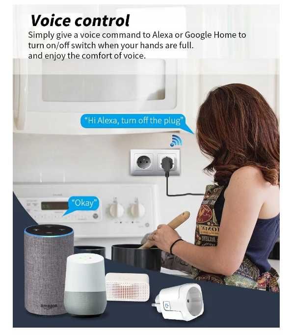 Inteligentna wtyczka wifi 16a z pomiarem prądu,smart home wifi ttst750