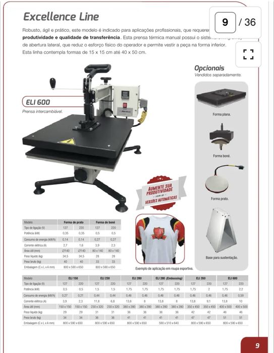 Prensa Térmica Metalnox ELI 600 (40x50 cm) – Swing-Away | 1 Único Dono