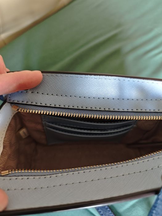 Mala Michael Kors Selma Mini - Couro Saffiano Azul/Branco ( Original)
