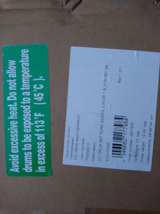 Perkusja Gewa Pure ‎PS800.010 dla dzieci Junior Zestaw Nowy na prezent