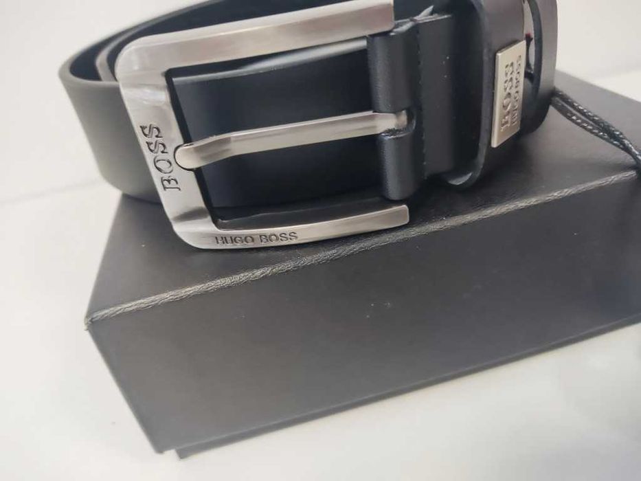 HUGO BOSS Męski pasek firmowy, skóra naturalna, Włochy 503-45
