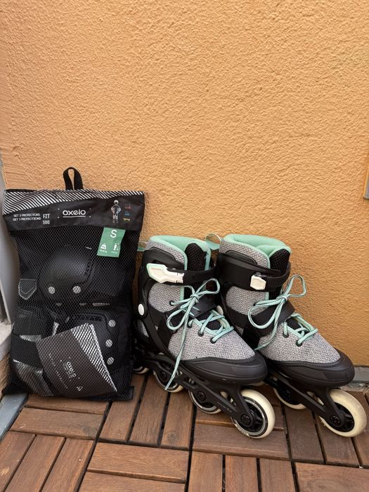 Patins em linha adulto com kit proteções