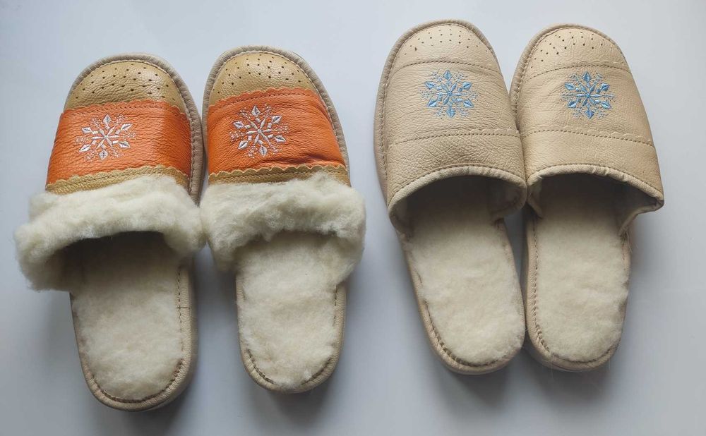 Домашні капці тапочки жіночі, овеча устілка натуральна шкіра розпродаж
