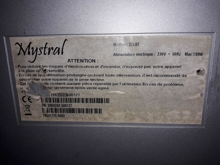 Televisor marca Mystral
