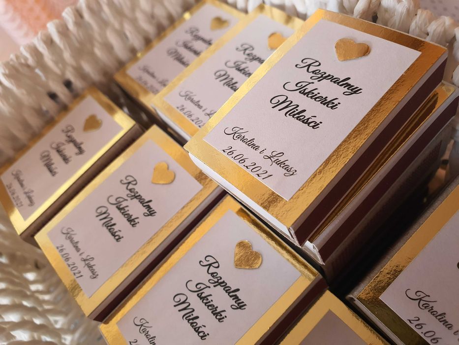 10x Zapałki do iskierek miłości, zimnych ogni wesele złote lustro