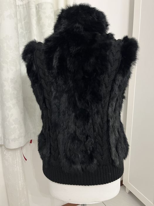 Kamizelka futro z krolika czarne S/M