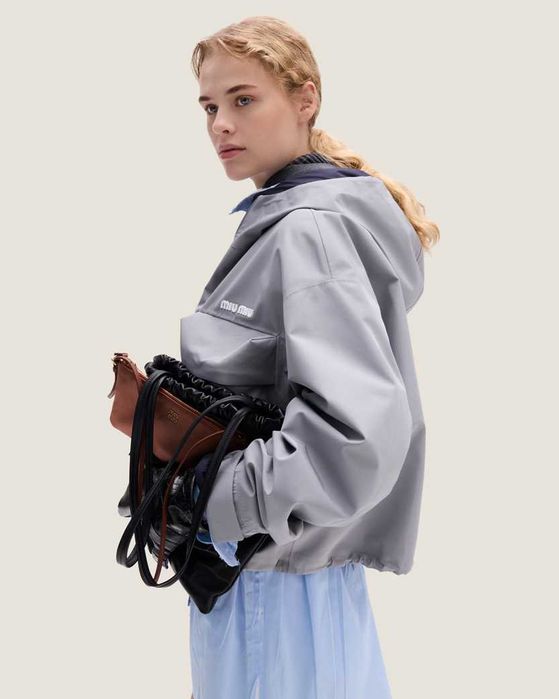 Блузон Miu Miu Tec Canvas Blouson Steel Gray