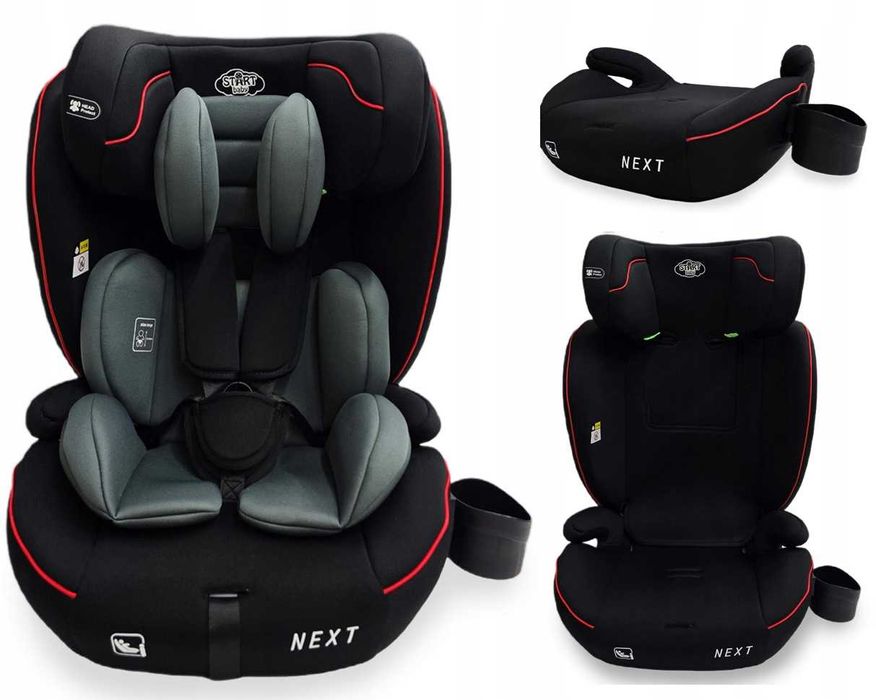 NOWY - Fotelik samochodowy 3-36kg - 75-150cm wkładki podstawka uchwyt