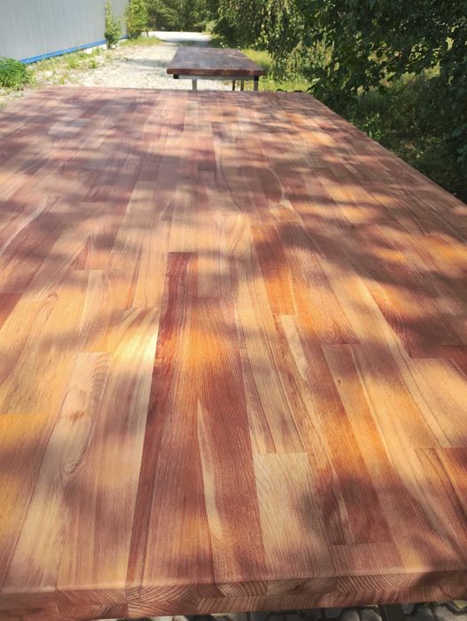 Stół z baletm drewnianym, bukowym, nierdzewny, 3.950 zł netto