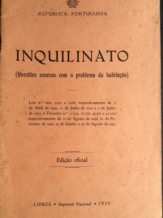 Inquilinato : questões conexas com o problema da habitação