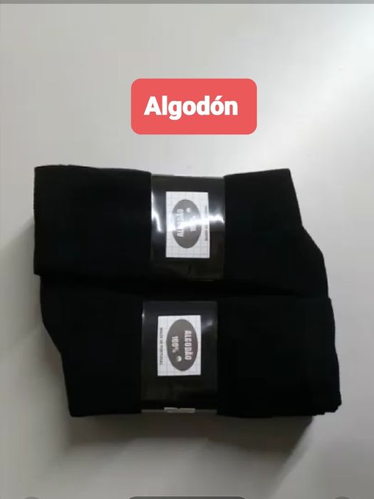 12 pares de meias pretas em algodão