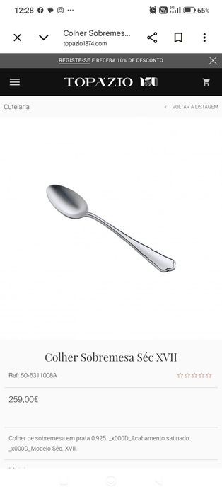 Colheres de prata escovada 21grs